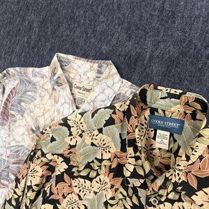Lot of 2 Cooke Street Hawaiian Shirts Men's XL Floral Beige Brown Green Black